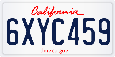 CA license plate 6XYC459