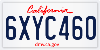 CA license plate 6XYC460