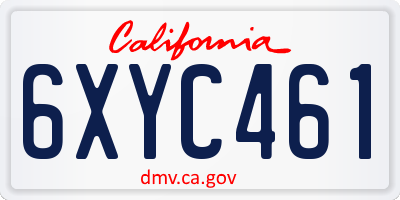 CA license plate 6XYC461