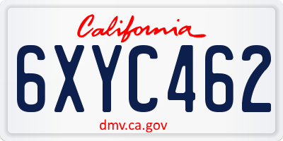 CA license plate 6XYC462