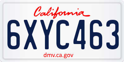 CA license plate 6XYC463