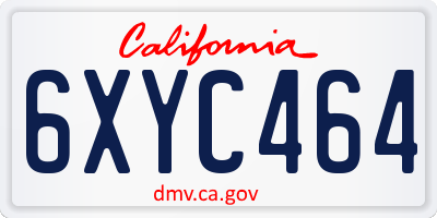 CA license plate 6XYC464