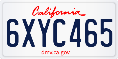 CA license plate 6XYC465
