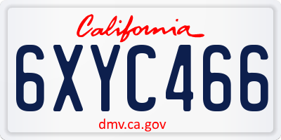 CA license plate 6XYC466
