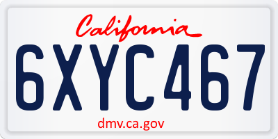 CA license plate 6XYC467