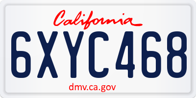 CA license plate 6XYC468