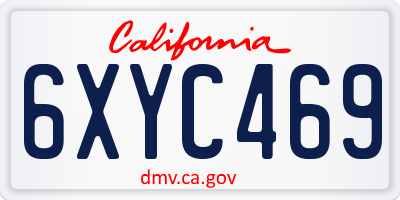 CA license plate 6XYC469