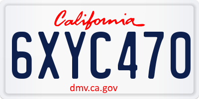 CA license plate 6XYC470