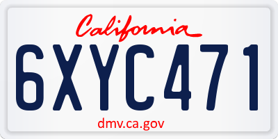 CA license plate 6XYC471