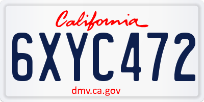CA license plate 6XYC472