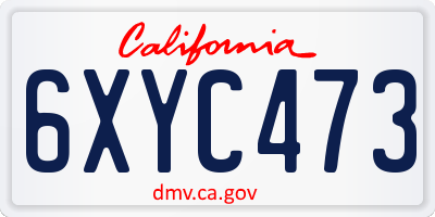 CA license plate 6XYC473