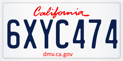 CA license plate 6XYC474