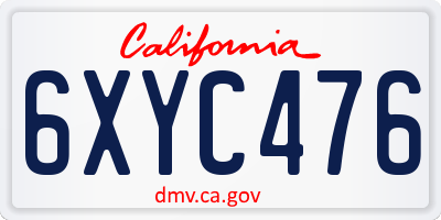CA license plate 6XYC476