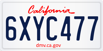 CA license plate 6XYC477