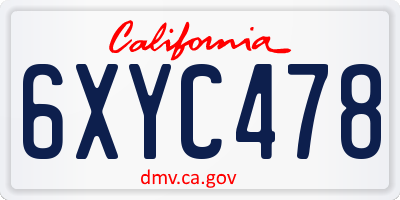 CA license plate 6XYC478