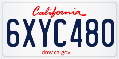 CA license plate 6XYC480