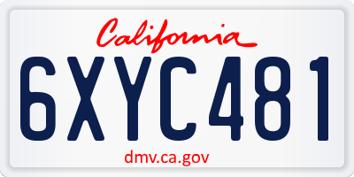 CA license plate 6XYC481