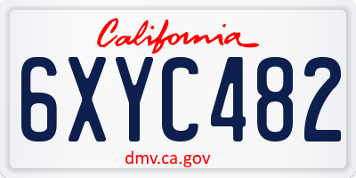 CA license plate 6XYC482
