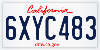 CA license plate 6XYC483