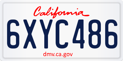 CA license plate 6XYC486