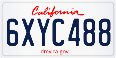 CA license plate 6XYC488