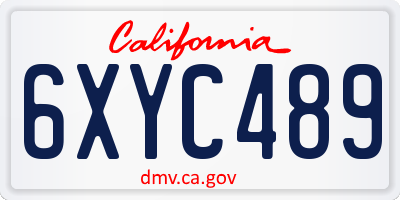 CA license plate 6XYC489