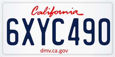 CA license plate 6XYC490