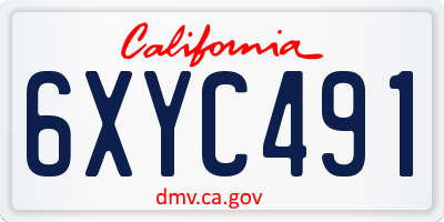 CA license plate 6XYC491
