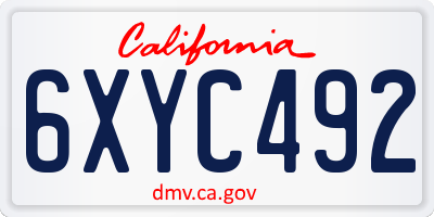 CA license plate 6XYC492