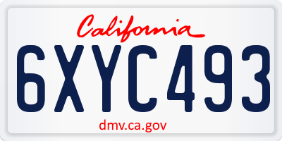 CA license plate 6XYC493
