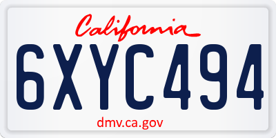 CA license plate 6XYC494