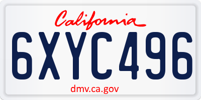 CA license plate 6XYC496