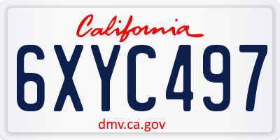 CA license plate 6XYC497