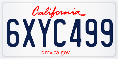 CA license plate 6XYC499