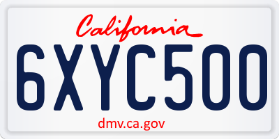 CA license plate 6XYC500