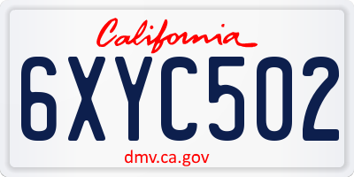 CA license plate 6XYC502