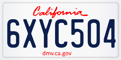 CA license plate 6XYC504
