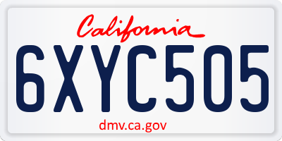 CA license plate 6XYC505