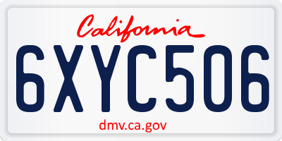 CA license plate 6XYC506