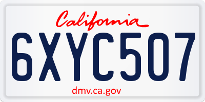 CA license plate 6XYC507