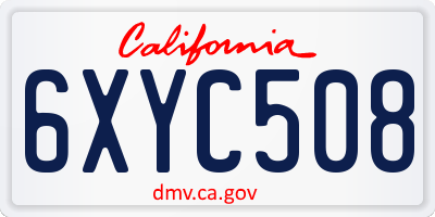 CA license plate 6XYC508