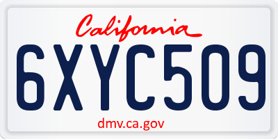 CA license plate 6XYC509