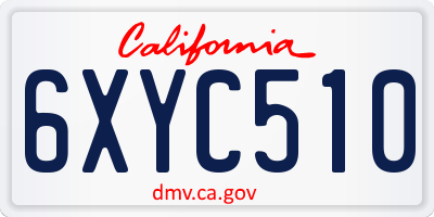 CA license plate 6XYC510