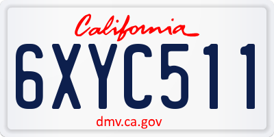 CA license plate 6XYC511