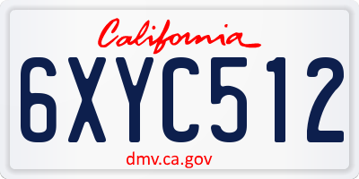 CA license plate 6XYC512