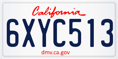 CA license plate 6XYC513