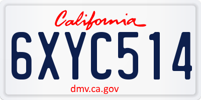 CA license plate 6XYC514