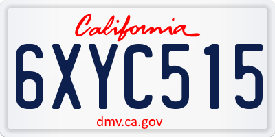 CA license plate 6XYC515