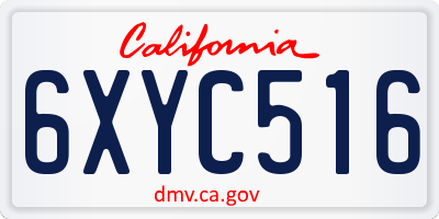 CA license plate 6XYC516