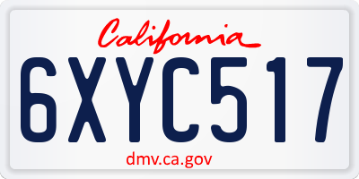 CA license plate 6XYC517